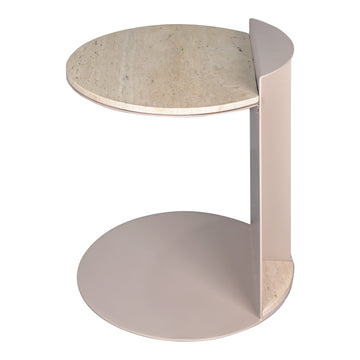 Evelyn 16" Contemporary Natural Marble/Metal Handmade C-Shaped End Table - JONATHAN Y